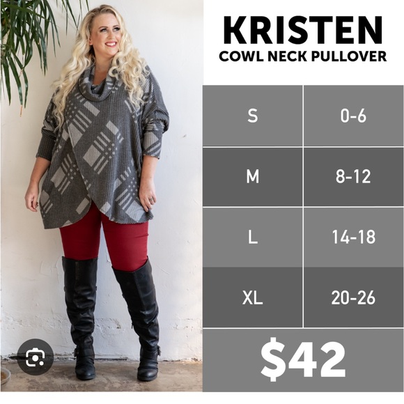 NWT LuLaRoe Kristen Cowl Neck Waffle Pullover Sweater Sz Medium - Picture 3 of 3